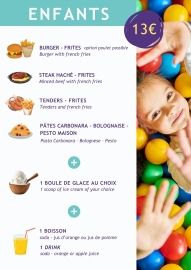 La carte du restaurant