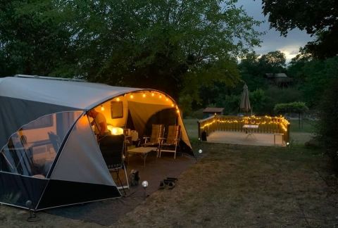 Terrace at night with pretty light